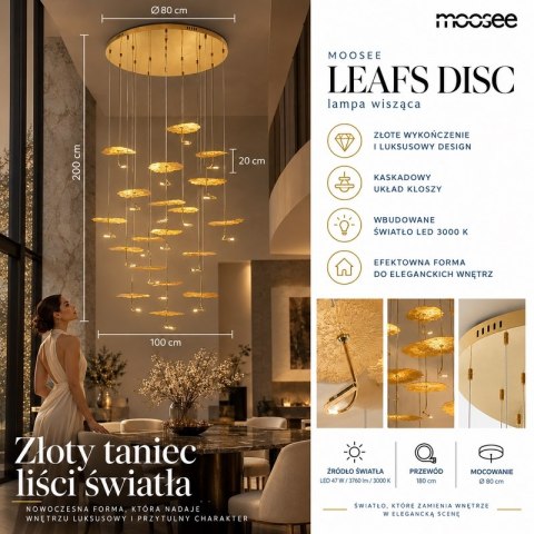 Moosee MOOSEE lampa wisząca LEAFS DISC złota