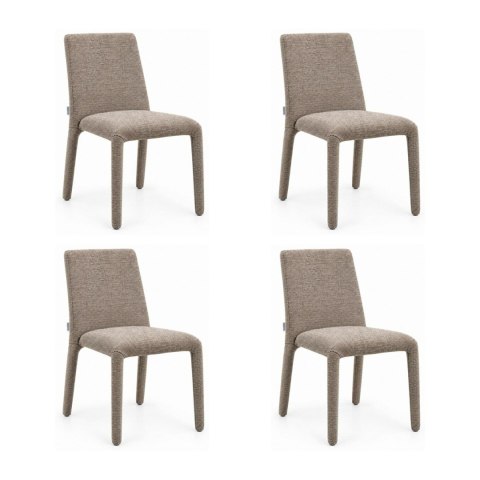 King Home Zestaw 4 krzeseł ALYA brązowy / taupe