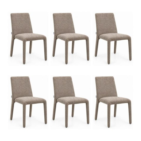 King Home Zestaw 6 krzeseł ALYA brązowy / taupe