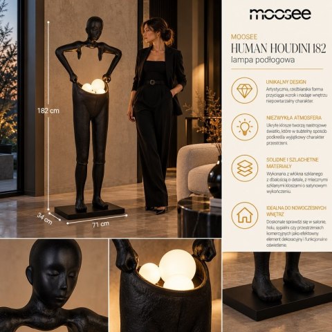 Moosee MOOSEE lampa podłogowa HUMAN HOUDINI 182 czarna