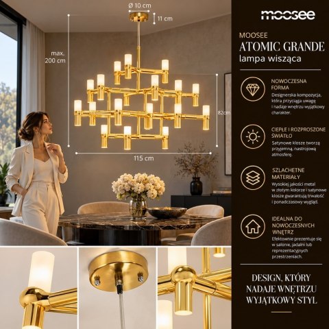 Moosee MOOSEE lampa wisząca ATOMIC GRANDE zlota