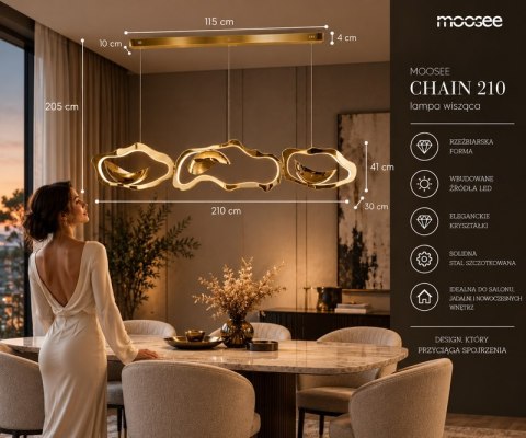 Moosee MOOSEE lampa wisząca CHAIN 210 złota