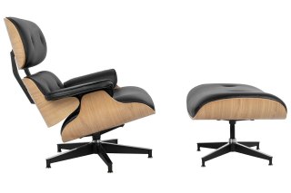 King Home Fotel LOUNGE HM czarny / jesion z podnóżkiem