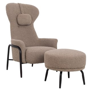 King Home Fotel TEDDY GRAND z podnóżkiem ciemny brązowy - stal