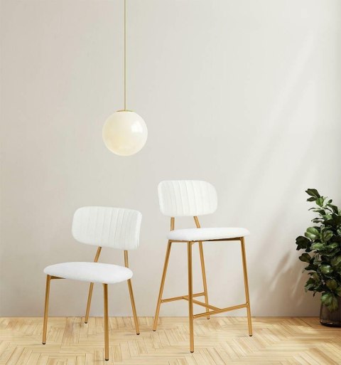 King Home Krzesło FABIOLA BOUCLE białe