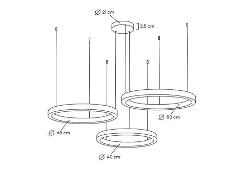 Moosee MOOSEE lampa wisząca RING 40 + 60 + 80 złota na jednej podsufitce