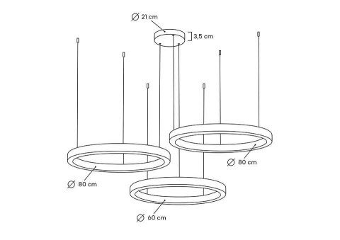 Moosee MOOSEE lampa wisząca RING 60 + 80 + 80 złota na jednej podsufitce