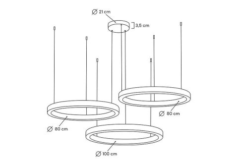 Moosee MOOSEE lampa wisząca RING 80 + 80 + 100 złota na jednej podsufitce