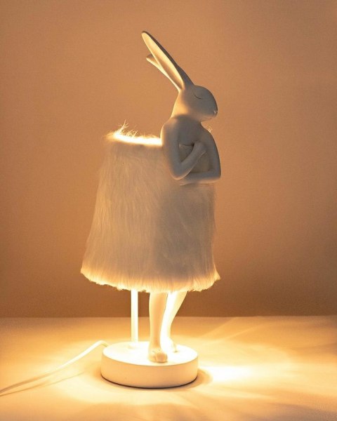 Kare Design KARE lampa stołowa RABBIT FUR 50 cm biała / srebrna