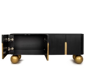 MaMaison MaMaison szafka RTV ORGANIC 141 czarna / złota / drewno