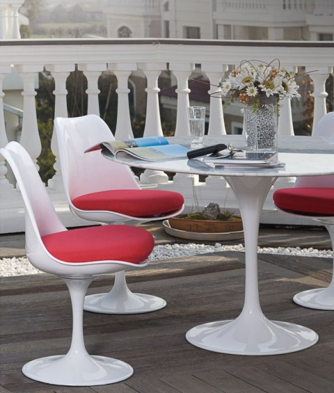King Home Stół TULIP MARBLE 120 CARRARA biały - marmur, metal