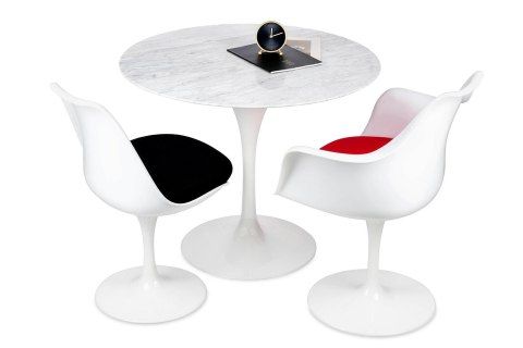 King Home Stół TULIP MARBLE 90 CARRARA biały - marmur, metal