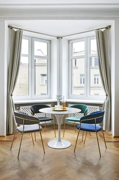 King Home Stół TULIP MARBLE 90 CARRARA biały - marmur, metal