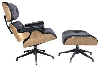 King Home Fotel LOUNGE czarny / jesion z podnóżkiem