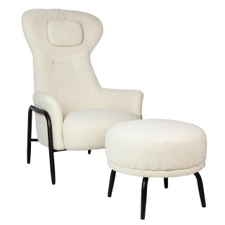 King Home Fotel TEDDY GRAND z podnóżkiem beżowy - stal