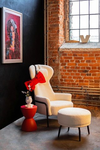 King Home Fotel TEDDY GRAND z podnóżkiem beżowy - stal