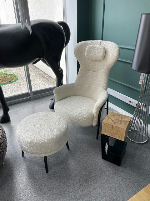 King Home Fotel TEDDY GRAND z podnóżkiem beżowy - stal