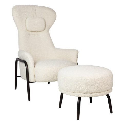 King Home Fotel TEDDY GRAND z podnóżkiem beżowy - stal