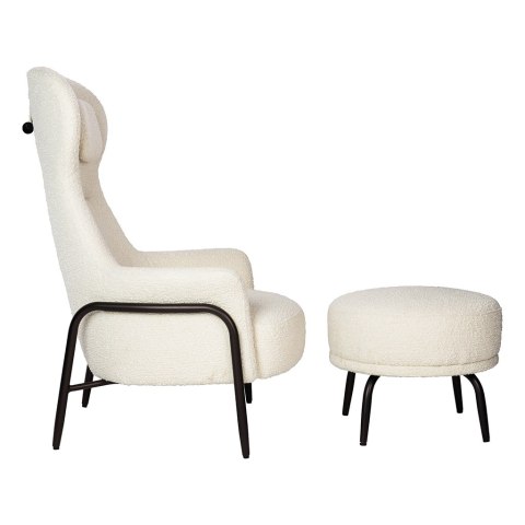 King Home Fotel TEDDY GRAND z podnóżkiem beżowy - stal