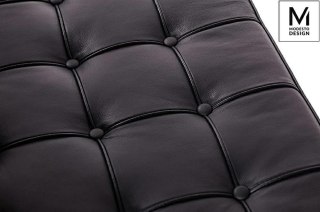 Modesto Design MODESTO sofa dwuosobowa BARCELON czarna - ekoskóra, stal polerowana