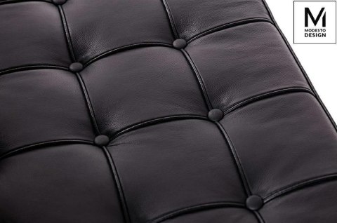 Modesto Design MODESTO sofa dwuosobowa BARCELON czarna - ekoskóra, stal polerowana