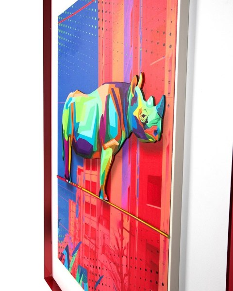 King Home Obraz RHINO IN THE CITY 88x110 cm
