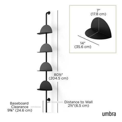 Umbra UMBRA regulowane półki ścienne SOLIS czarne