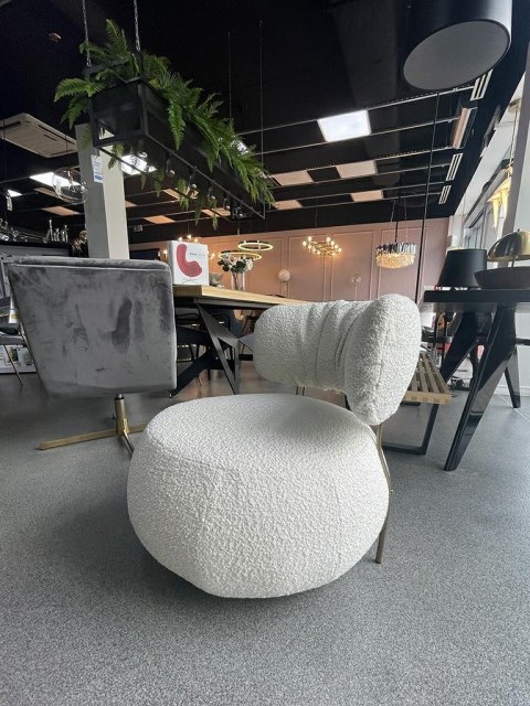 King Home Fotel LOW TEDDY biały - stal