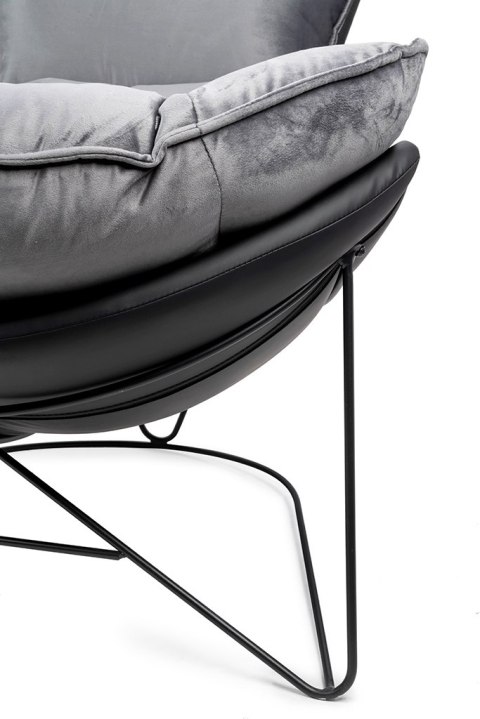 King Home Fotel OTILIA STAND VELVET ciemny szary welur