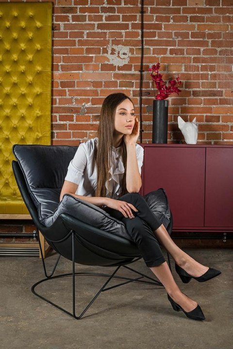 King Home Fotel OTILIA STAND VELVET ciemny szary welur