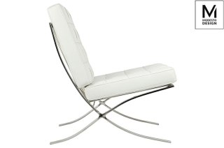 Modesto Design MODESTO fotel BARCELON biały - ekoskóra, stal polerowana
