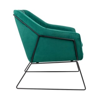 King Home Fotel EMMA VELVET ciemny zielony - welur, metal