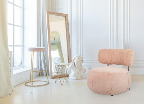 King Home Fotel LOW TEDDY PINK różowy - stal