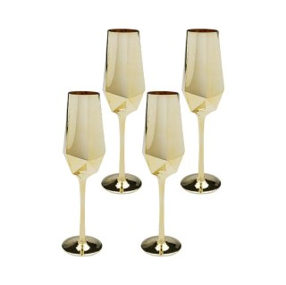 Kare Design KARE komplet 4 kieliszków do szampana DIAMOND 365 ml złoty