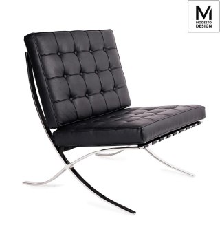 Modesto Design MODESTO fotel BARCELON czarny - ekoskóra, stal polerowana