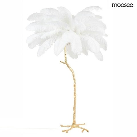 Moosee MOOSEE lampa podłogowa TIFFANY 175 biała mosiądz / naturalne pióra