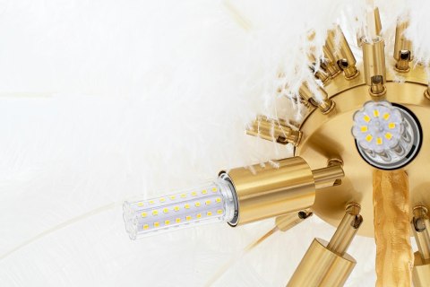 Moosee MOOSEE lampa podłogowa TIFFANY 175 biała mosiądz / naturalne pióra