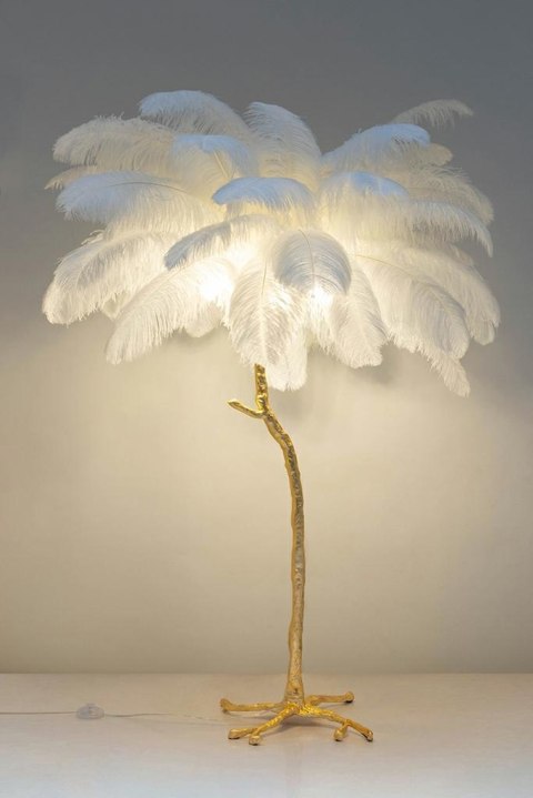 Moosee MOOSEE lampa podłogowa TIFFANY 175 biała mosiądz / naturalne pióra