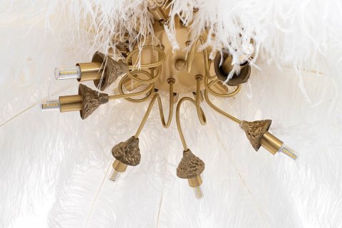 Moosee MOOSEE lampa wisząca TIFFANY 135 biała mosiądz / naturalne pióra