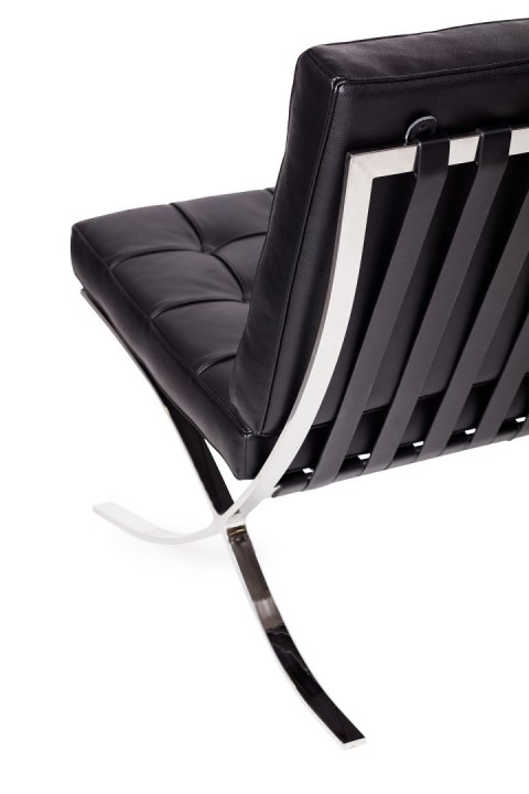 King Home Sofa dwuosobowa BARCELON PRESTIGE PLUS czarna - włoska selekcjonowana skóra naturalna, stal