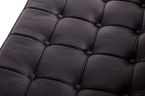 King Home Sofa dwuosobowa BARCELON PRESTIGE PLUS czarna - włoska selekcjonowana skóra naturalna, stal