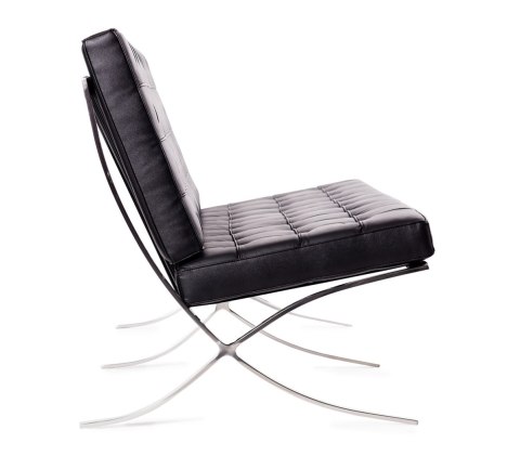 King Home Sofa dwuosobowa BARCELON PRESTIGE PLUS czarna - włoska selekcjonowana skóra naturalna, stal