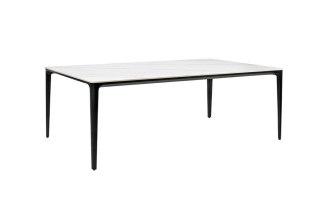 King Home Stół SLIM 200x120 biały, czarny - ceramiczny marmur, aluminium
