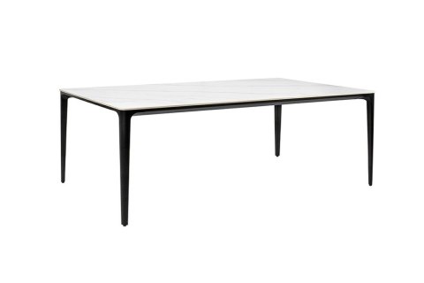 King Home Stół SLIM 200x100 biały, czarny - ceramiczny marmur, aluminium