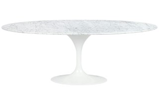 King Home Stół TULIP ELLIPSE MARBLE CARRARA 200 biały - marmur, metal