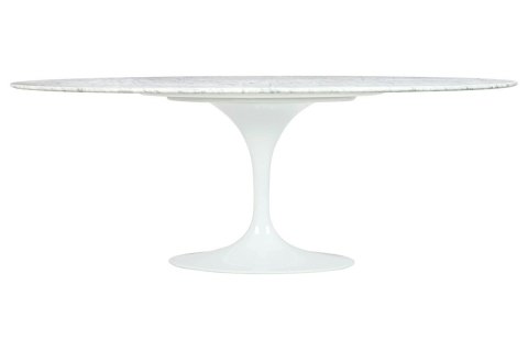 King Home Stół TULIP ELLIPSE MARBLE CARRARA 200 biały - marmur, metal