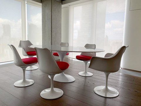 King Home Stół TULIP ELLIPSE MARBLE CARRARA 200 biały - marmur, metal