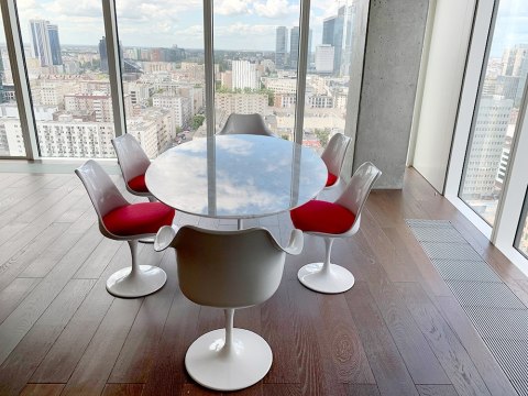 King Home Stół TULIP ELLIPSE MARBLE CARRARA 200 biały - marmur, metal