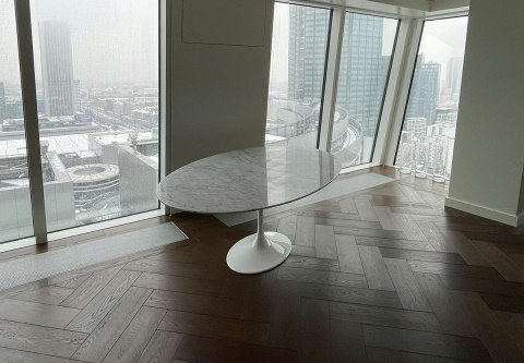 King Home Stół TULIP ELLIPSE MARBLE CARRARA 200 biały - marmur, metal