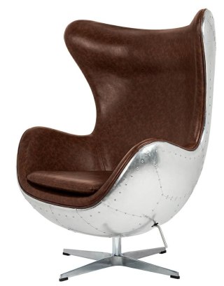 King Home Fotel EGG AVIATOR PU brązowy - ekoskóra, metal